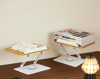 Desk Reading Stand, Personalized Wood Book Holder, Foldable Book & Laptop Holder, Ergonomic Desktop Book, Gift for Readers/Painters/Writers