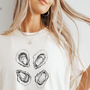 Oysters shirt, Oyster shirt, Comfort Colors 1717, Hand-Drawn Oyster Tee, Ocean Lover Shirt, Seafood Graphic Tee, Coastal Aesthetic