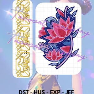 Zoey Flower and Trim &quot;How it&#39;s Done&quot; Embroidery Files Kpop Demon Hunters Inspired - DIGITAL DOWNLOAD