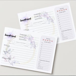 Printable Fragrance Journal ScentCard 4&quot;x6” & *FREE* Wishlist | Digital A6 Scent Organizer|Perfume Tracker Planner | Digital Body Mist Diary