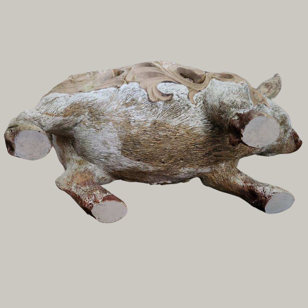 ヴィンテージの手彫り木製豚彫刻（20 世紀半ば） - Etsy 日本