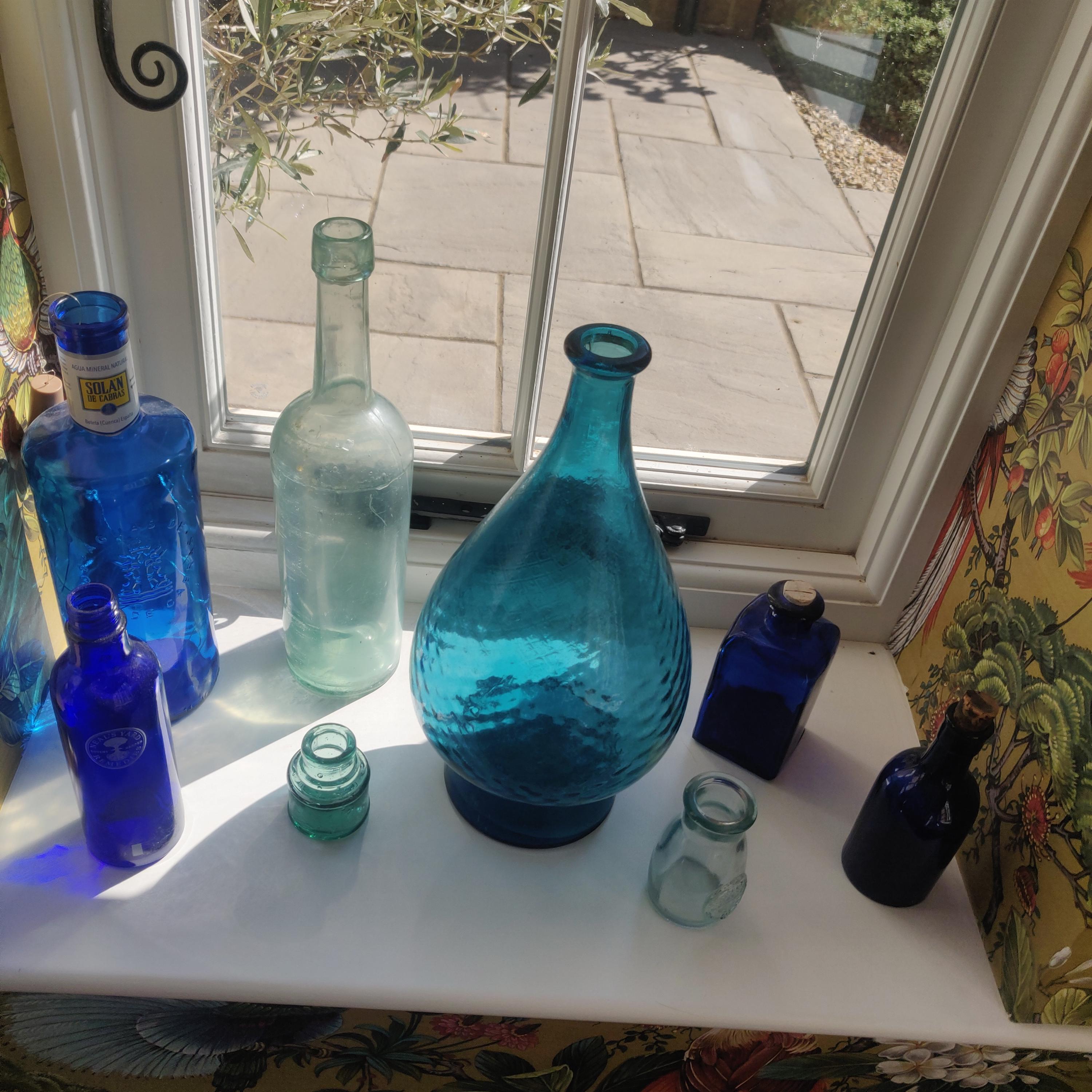 Grande bouteille en verre décorative verte vintage - Etsy France