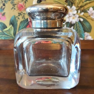 Victorian 1887 Silver Mounted Glass Dressing Table Jar by John Grinsell & Sons