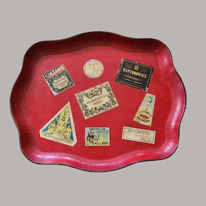 Vintage Mid Century Drinks Tray with Liquor Advertising Labels