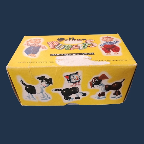 Marionetta vintage Pelham Puppets Junior Control Boxer Dog con scatola originale