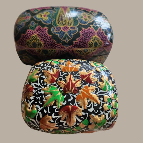 Handcrafted Decorative Storage Boxes Pair - image 1