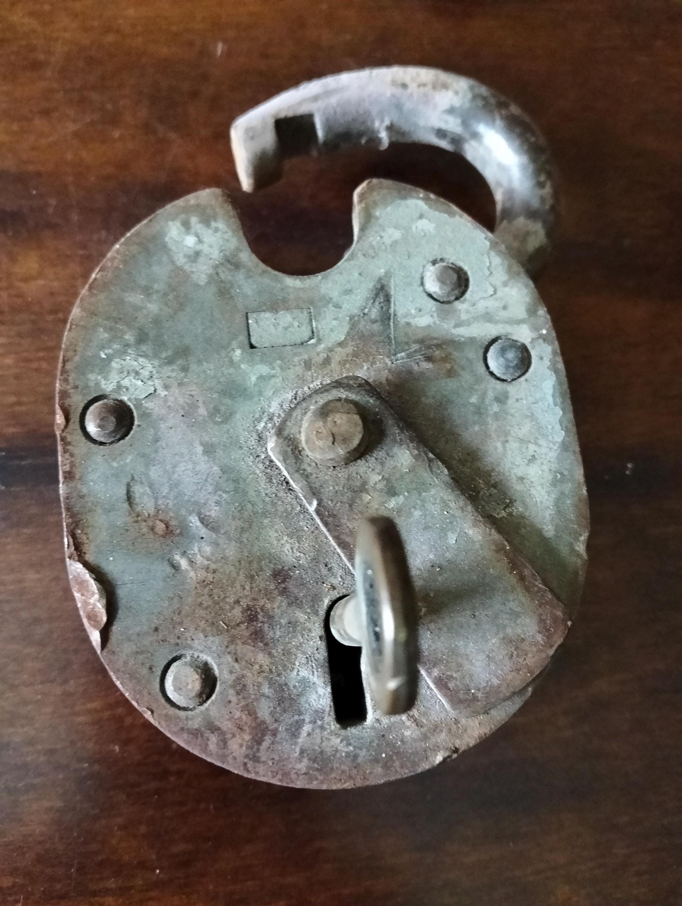 Antique Victorian Iron Padlock With Original Key - 19th Century Rustic ...