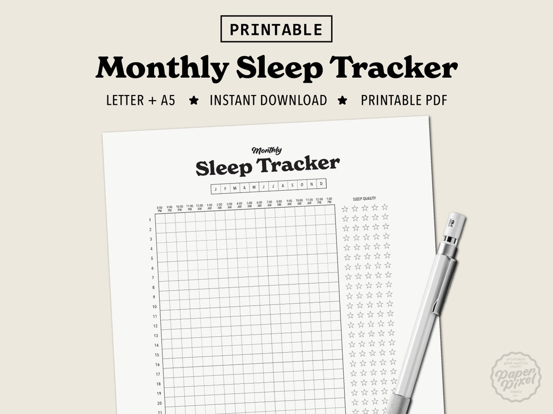 Printable Monthly Sleep Tracker, Premade Bullet Journal, Daily Planner ...