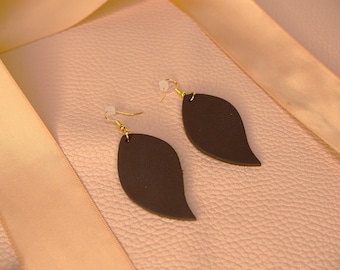 Handcrafted Leather Leaf Earrings