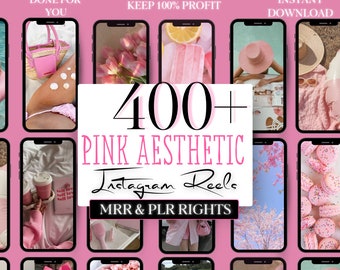 400+ Pink Aesthetic Faceless Reels, Pink MRR Photo Post, Faceless Digital Marketing, PLR MRR Master Resell Rights,