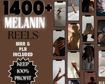 1400+ Melanin Ansiktslösa Videor Fotopaket för Instagram Reels, Ansiktslösa Digitala Marknadsföringsvideor Master Resell Rights, MRR/PLR, Canva