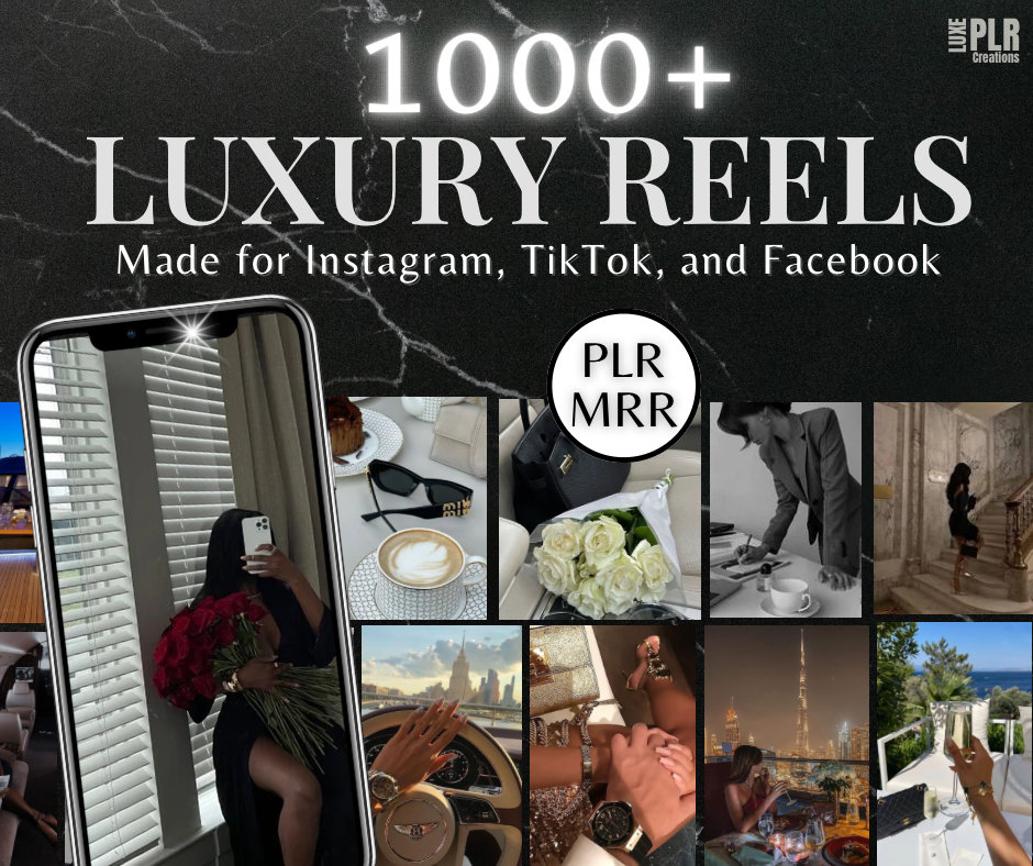 1000+ Rich Luxury Women Reels | Luxury Faceless Digital Marketing Videos With Master Resell Rights | MRR/PLR | Luxe Reels | Instant Download