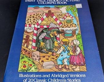 Vintage Anna Pomaska Fairy Tale Hidden Picture Coloring Book -Wizard of Oz - Thumbelina - Sleeping Beauty - Peter Rabbit - Rumpelstiltskin