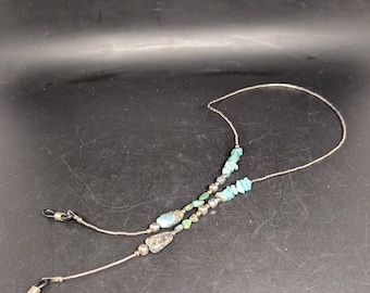Turquoise and Silver Eye Glass Holders Necklace