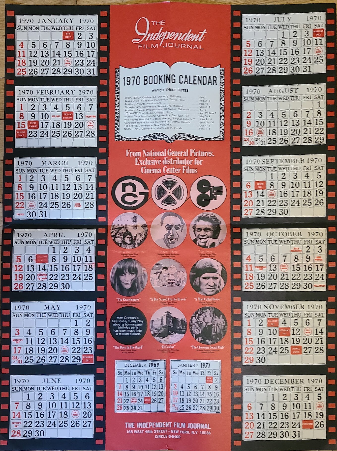 Vintage Independent Film Journal 1970 Booking Calendar Steve Mcqueen  Charlie Brown Boys in the Band A Man Called Horse - Etsy Israel