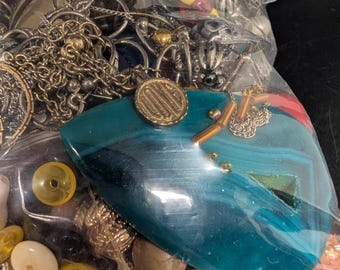 1.9lb Mixed Bag of Beads - Pendants - Jewelry Detash - Earring Pieces-Findings