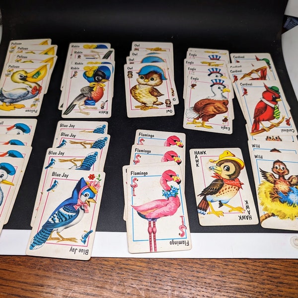 Vintage 1955 Whitman Hawk Gard Game in Box - Robin - Pelican - Seagull - Blue Jay - Flamingo - Owl - Eagle - Hawk - Cardinal - Wild