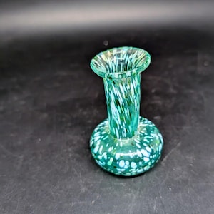 Petite Green and White Blown Glass 2 3/4 x 2&quot;