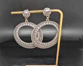 Lia Sophia Paradox Drop Earrings with Silver Tone and Rhinestones