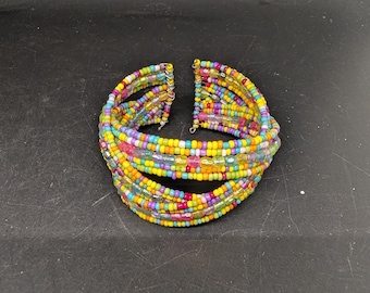 Boho Style Pastel Twisted Beaded Cuff