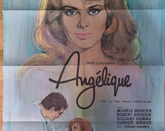 Vintage Angelique Danish Folded  Movie Poster B. Nordberg - Michele Mercier