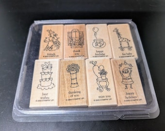 Vintage Stampin Up! - Little Hellos - Santa, Miss You, Best Wishes, Cake, For Baby, Happy Birthday, Friends, Cat, Bird, Thank you, Fish