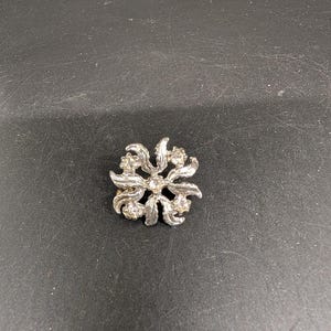 Vintage Silver Plated Rhinestone Floral Brooch