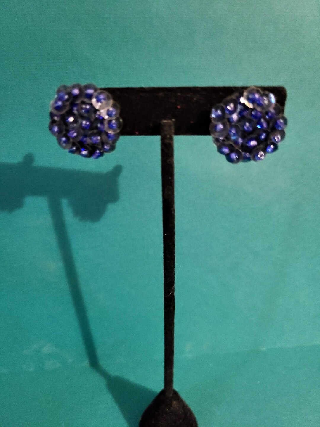 Vintage Round Blue Beaded Screw Back Earrings Etsy