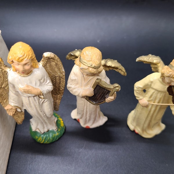Merry Christmas Box mit Vintage Set von 3 Engeln aus Italien - Musical Angels.