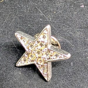 Silver Rhinestone Stud Star - Pin - Brooch