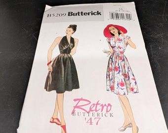 2008 B5209 Butterick Retro 47 Dress Pattern, Size AA, 6, 8, 10, 12 Misses Dress Tall