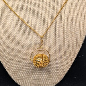 Gold Necklace with Gold Chain and Gold Round Pendant