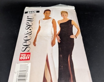 See & Sew B4426 Long Dress with Slit - Over the Shoulder Top - Halter Top - Size C