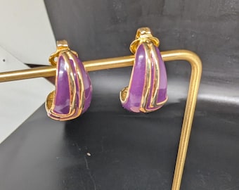 Vintage Purple and Gold Clip On Earrings
