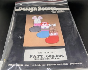 Vintage Design Source Quick Stitch Felt Crafts Silly Stuffers II Patt 603-605 - Reindeer - Clown - Mouse Stocking