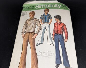 Vintage 1970 Simplicity Pattern 8902 Size 8 Chest 27 Waist 24 Boy  and Teen Pant and Shirt Pattern