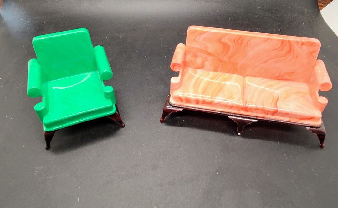 Set of 2 Vintage Couch and Chair Miniature for Dollhouse Etsy