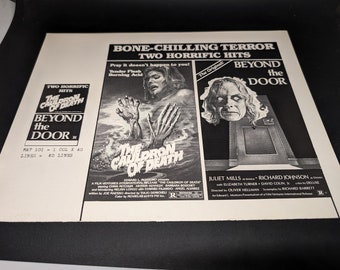 Original The Cauldron of Death and Beyond the Door Movie Ad Sheet - Juliet Mills - Barbara Bouchet