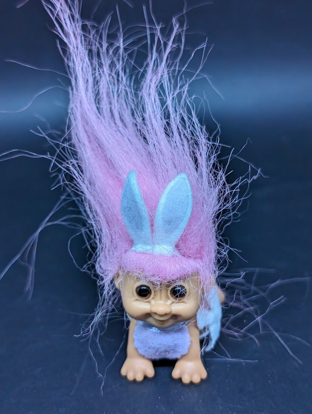 Vintage Russ Troll Doll Crawling Baby With Hot Pink Hair and Bunny Ears ...