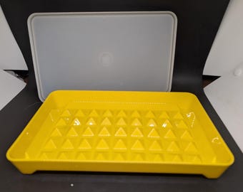 Tupperware amarillo vintage - Base texturizada - Recipiente para marinar carne