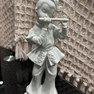 Vintage Japanese White Porcelain  Boy Playing Flute  Rare