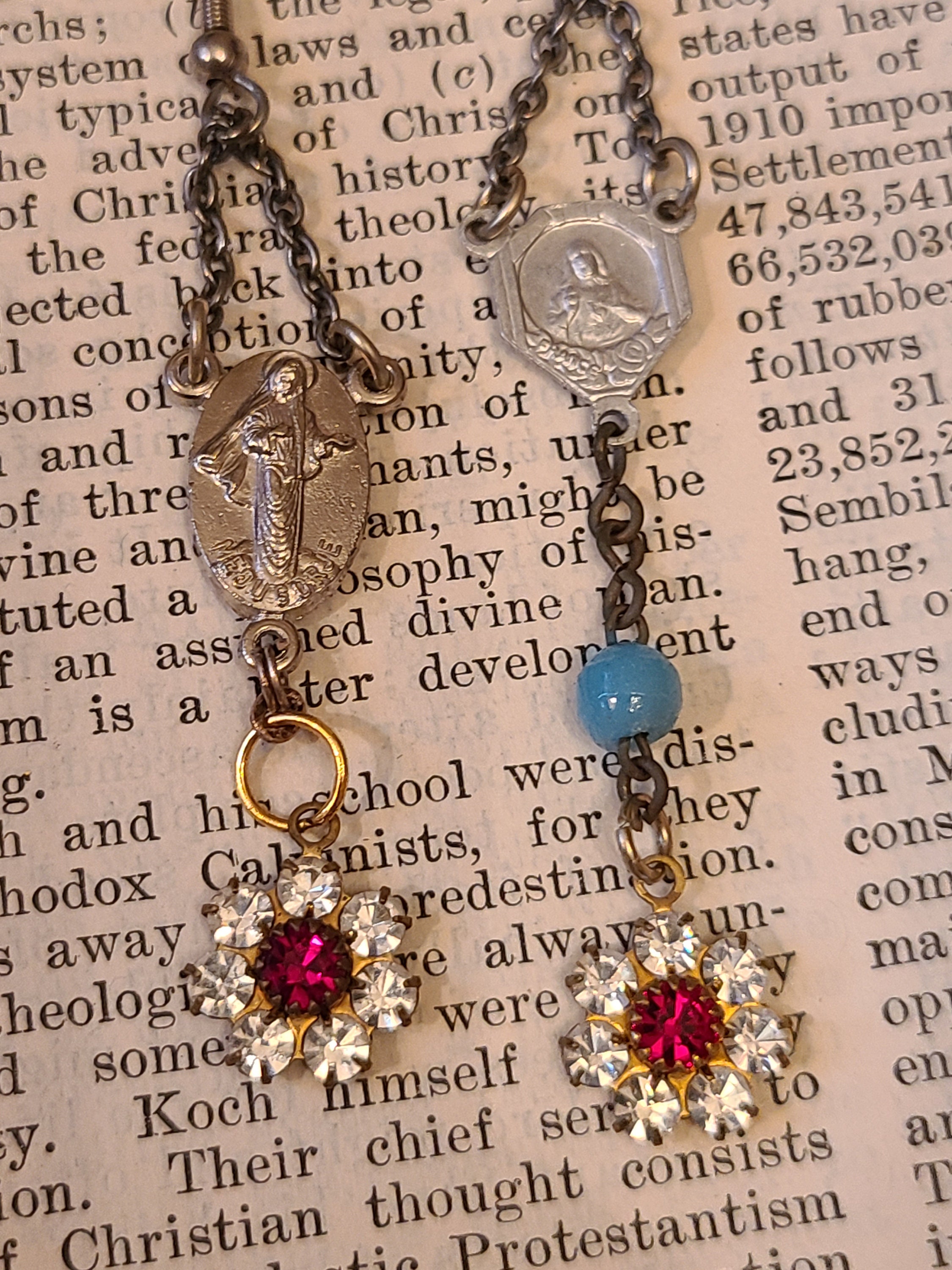 Religious earrings dangle pierced Etsy