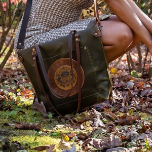 The Classic Leather Tote Bag | Leather Purse | Crossbody Bag | Made in USA | Folk Art Limited Edition Classic Leather Purse