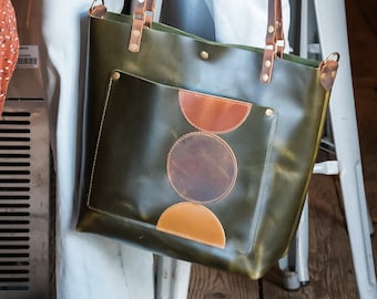 The Abstract Leather Tote Bag | Limited Edition |  Handmade Purse |  Made in the USA | Leather Handbag