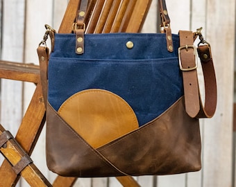 Limited-Run Bags | Leather tote | Made in USA | The Waxed Canvas and Leather Sunrise  Bag