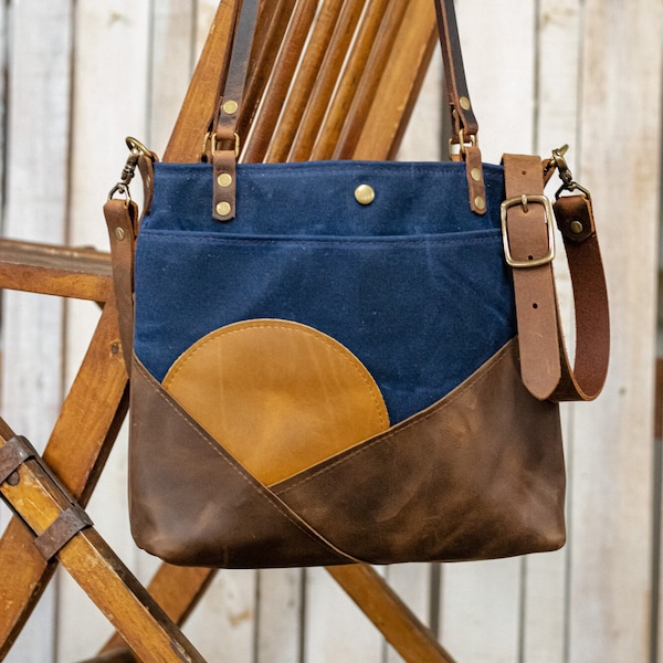 Limited-Run Bags | Leather tote | Made in USA | The Waxed Canvas and Leather Sunrise  Bag