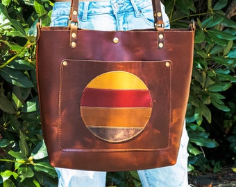 The California Sun Leather Tote Bag | Limited Edition |  Handmade Purse |  Made in the USA | Leather Handbag