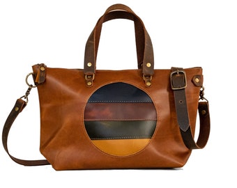 Handmade Leather Purse | Leather Tote Bag | The California Sun 70's Bowler Bag