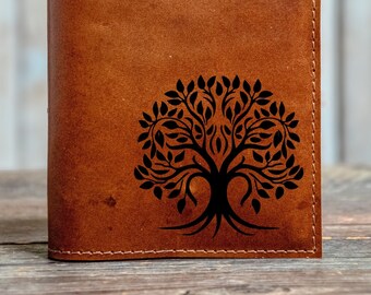 Handmade Leather Journal | Personalized Leather Notebook | A6 Sketchbook | Gift | In Blue Handmade | Plant and Botanical | Series 1