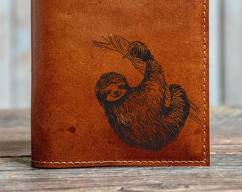 Handmade Leather Journal | Personalized Leather A6 Notebook | Sketchbook | Gift | In Blue Handmade | Animals Series 5